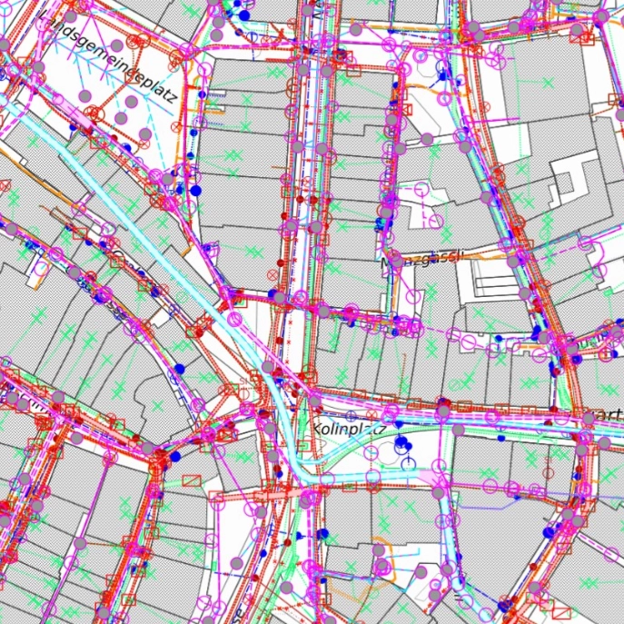 Anschauungsbeispiel des Leitungskatasters in zugmap