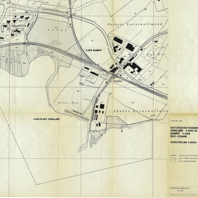 Alter Schutzplan Naturschutzgebiet Choller 1982