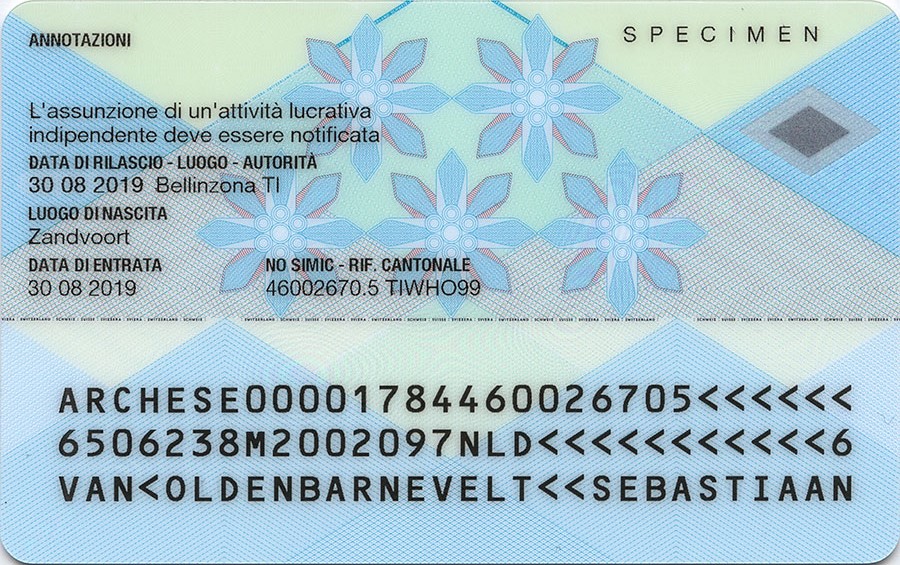 Aufenthaltstitel, Ausweis Rückseite EU-EFTA